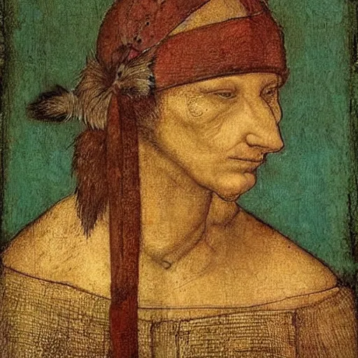 Image similar to Rat Warrior wearing a head band with a scar on it by Leonardo DaVinci