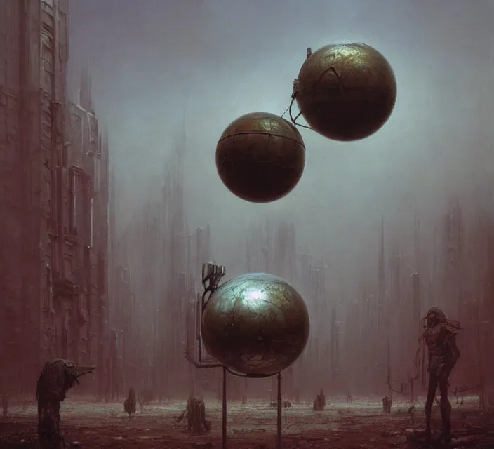 Prompt: gigantic mechanical dycon sphere, gothic, warhammer, cyberpunk, highly detailed, artstation, art by zdislav beksinski and wayne barlowe