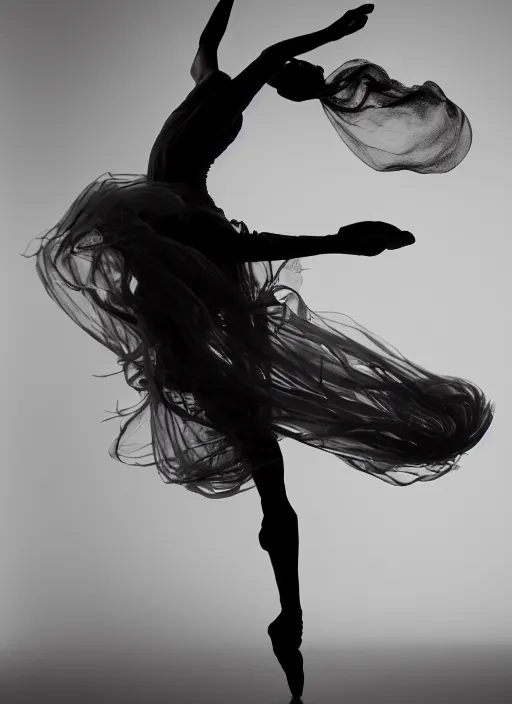 Image similar to a Photorealistic dramatic hyperrealistic render of a beautiful Female smoke dancer by Ken Brower and Deborah Ory of NYC Dance project,Lois Greenfield,Flowing cloth and smoke,Beautiful dynamic dramatic dark moody lighting,volumetric,shadows,cinematic atmosphere,Octane render,8K