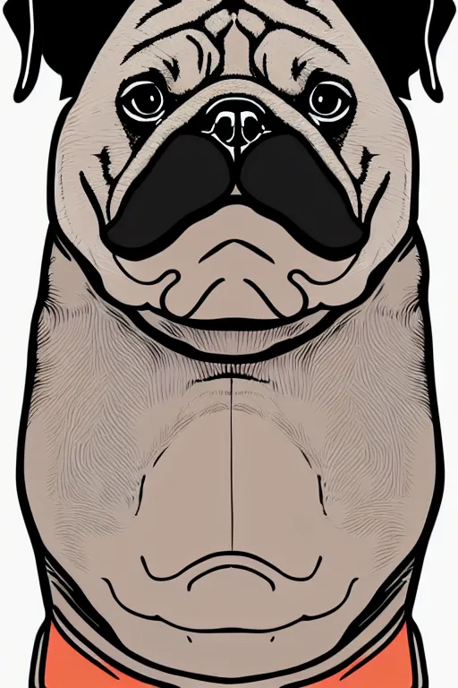 Image similar to Portrait of a big chungus pug, sticker, colorful, illustration, highly detailed, simple, smooth and clean vector curves, no jagged lines, vector art, smooth