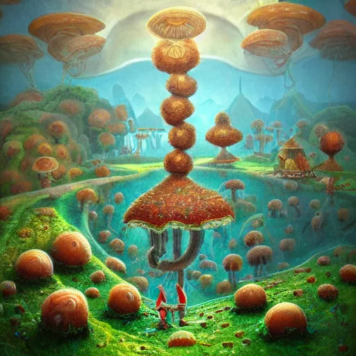 Image similar to surreal fungal kingdom, dmt, landscape, river, trending on artstation, detailed, realistic, photo