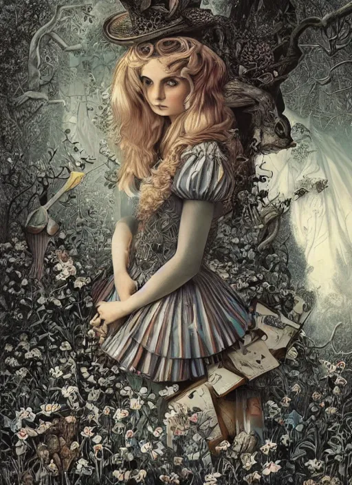Image similar to Alice in Wonderland painting by Dan Hillier, trending on artstation, artstationHD, artstationHQ, 4k, 8k