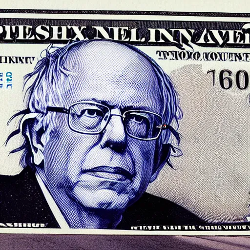 Prompt: Bernie sanders on a $50 bill