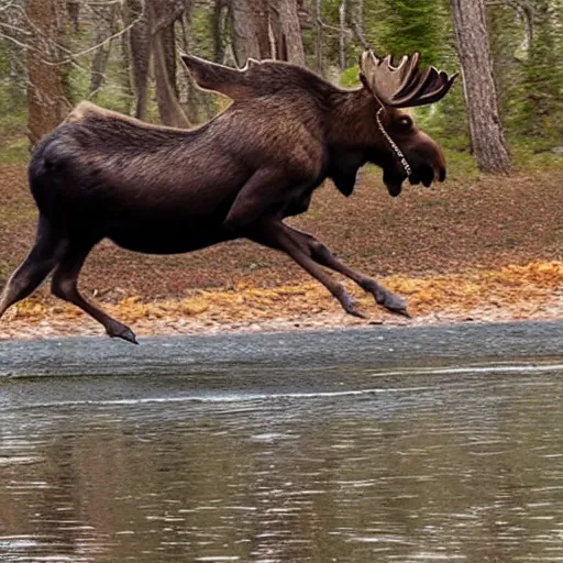 Image similar to moose riding a roller coaster,