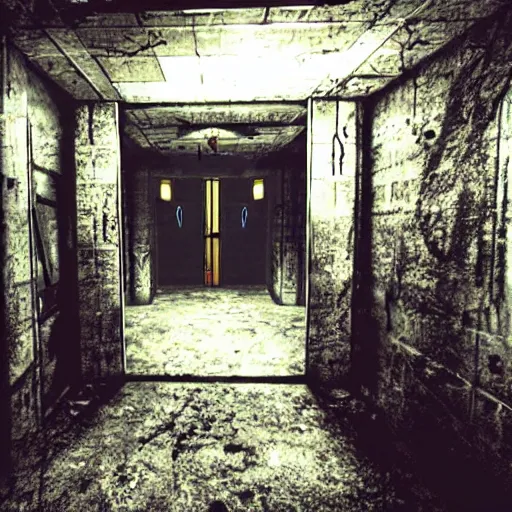 Prompt: entrance to secret lab, background of resident evil game