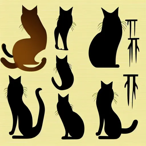 Image similar to long haired cat, silhouette, vector art style, 4 k