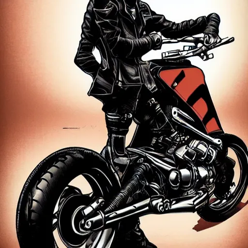 Image similar to akira dramatic pose, akira's motorcycle character