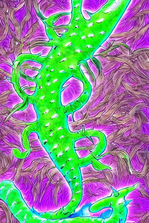 Image similar to creature sushi roots cactus elemental flush of force nature micro world fluo light deepdream illumination ray tracing hdr fanart arstation by sung choi and eric pfeiffer and gabriel garza and casper konefal