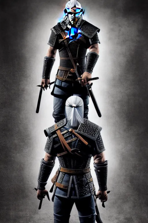 Image similar to full body portrait of geralt of rivia, casual clothes, 5 5 mm lens, professional photograph, black and white, times magazine, serious