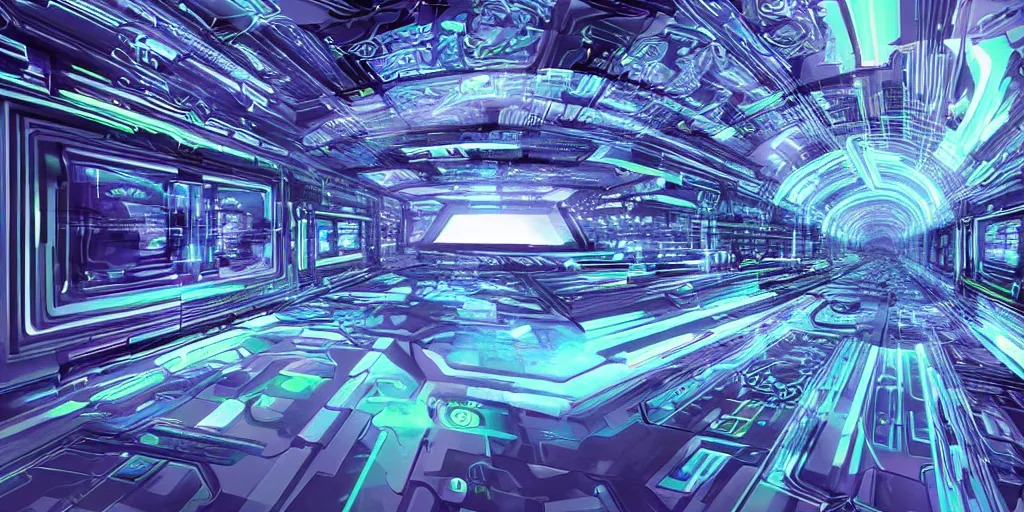 Prompt: the view inside a digital tron like bittorrent digital world, by random artist