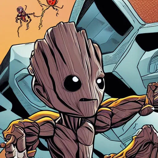 Image similar to baby groot venomized is vomiting