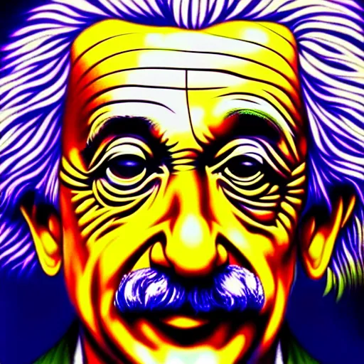 Prompt: An extremely psychedelic portrait of Albert Einstein, surreal, LSD, face, detailed, intricate, elegant, lithe, highly detailed, digital painting, artstation, concept art, smooth, sharp focus, illustration