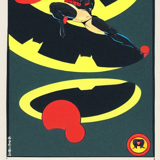 Image similar to a japanese menko print of batman, art by akira toriyama - ralph mc quarrie - jamie hewlett.