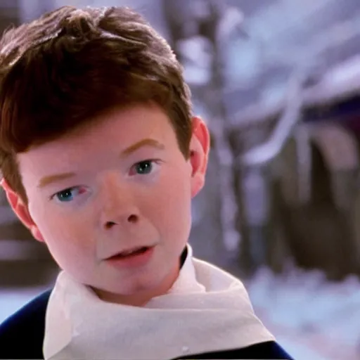 Image similar to rick astley as a child in the movie The Polar Express 2004