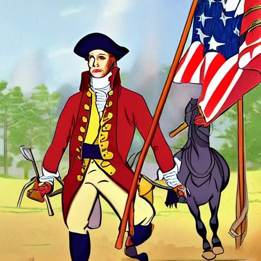 Prompt: george washington revolutionary war 1 9 9 0 s disney, cel shading still reimagined