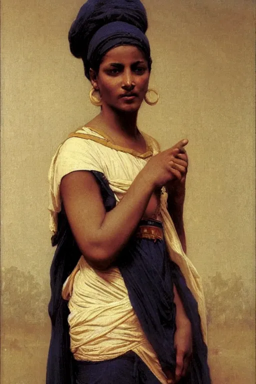 Prompt: black woman in an egyptian costume, painting by william adolphe bouguereau