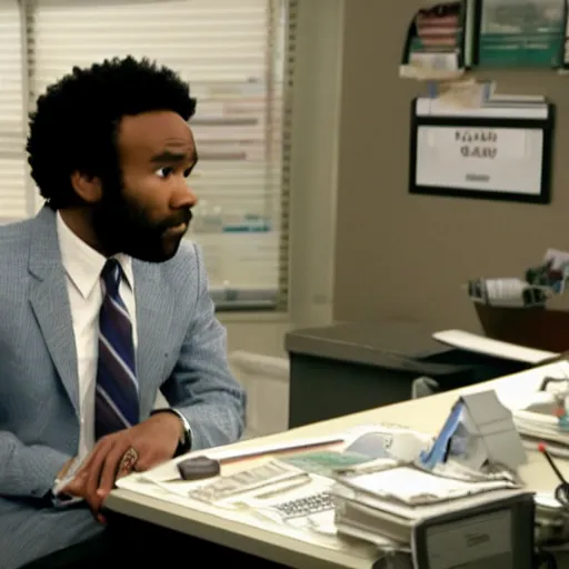 Image similar to a tv still of donald glover starring in the office ( 2 0 0 5 )