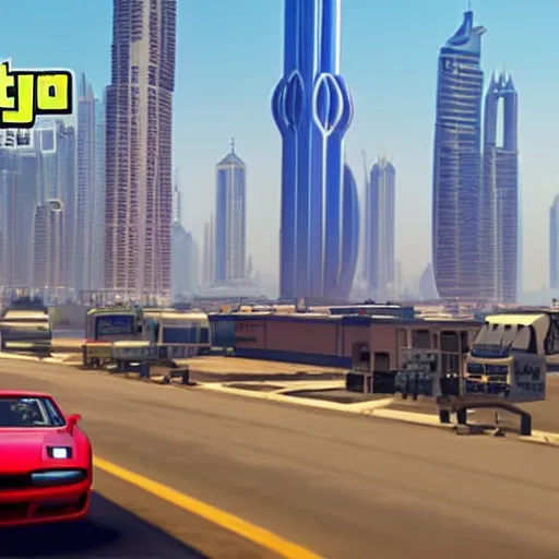 Image similar to gta : dubai by pixar