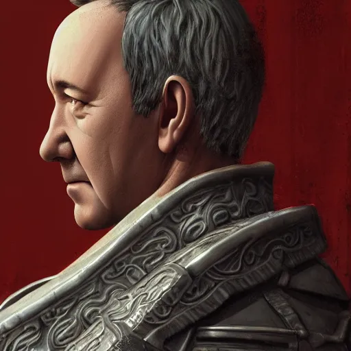 Image similar to Kevin Spacey as a Roman Emperor, highly detailed, digital painting, Trending on artstation , HD quality, by Glenn Rane and Samwise Didier, dramatic light, octane