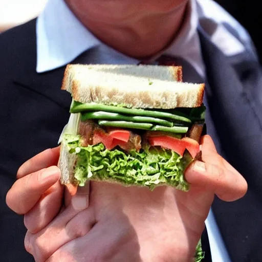 Image similar to photo of a sandwich that looks like boris johnson