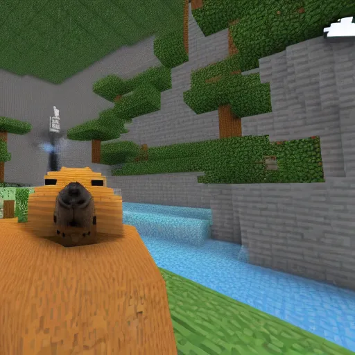 Image similar to capybara in minecraft