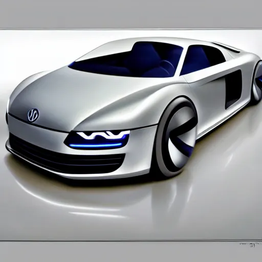 Prompt: a volkswagen r8 v10 concept car in a showroom :: Gran turismo 7 concept art