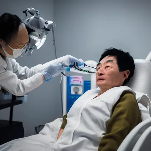 Image similar to zhang zhongjing getting chemotherapy, ultra detailed, hdr, 8 k, professional photography