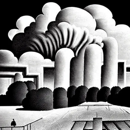 Image similar to clouds shaped like the second temple in jerusalem, awe inspiring, masterpiece surrealism
