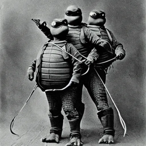 Prompt: 1 9 0 0 s photography of teanage mutant ninja turtles