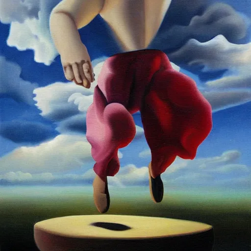 Image similar to running on a cloud surrealist painting