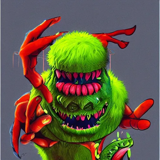 Image similar to a tennis ball monsters , digital art, fantasy, magic, trending on artstation, ultra detailed, professional illustration by Basil Gogos