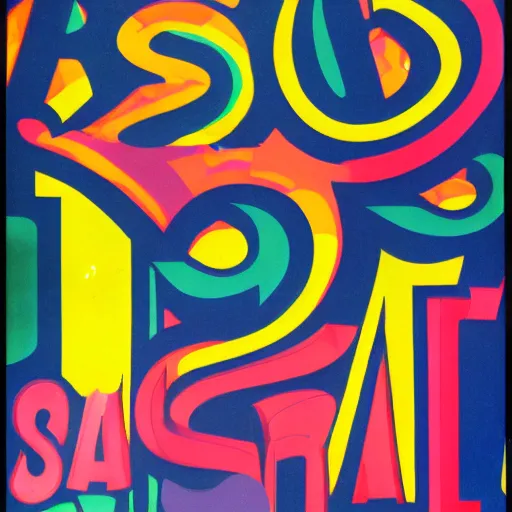 Image similar to san francisco psychedelic poster, 1 9 6 0 s, balloon letters