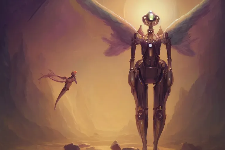 Prompt: a beautiful robot angel by pete mohrbacher and artgerm and wlop, digital art, highly detailed, intricate, fantasy, mystical, Trending on Artstation HQ, deviantart, unreal engine, 4K UHD image