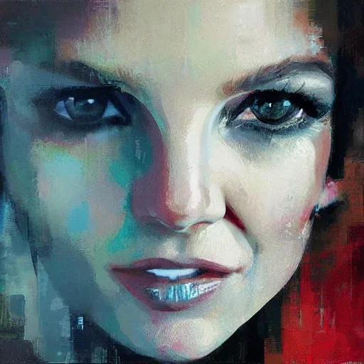 Prompt: britney spears and a cat morphed together, hybrid, jeremy mann painting