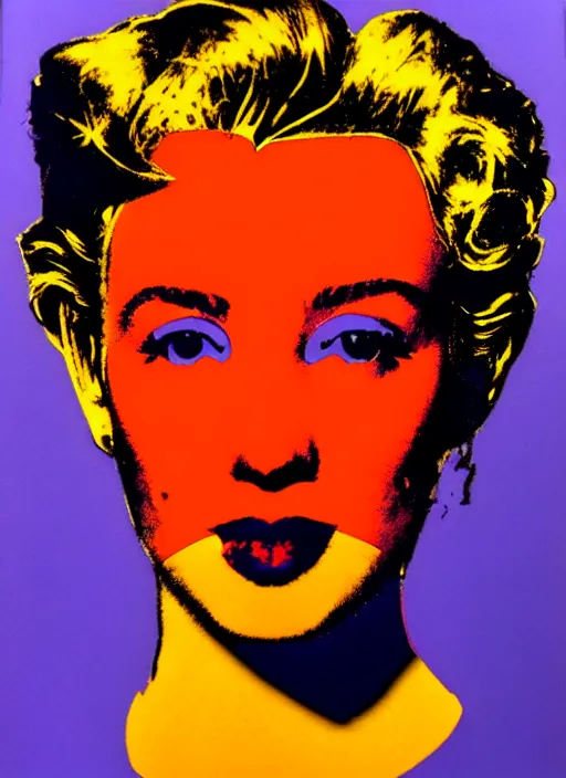 Image similar to a portrait of a pretty sewer punk young lady by andy warhol