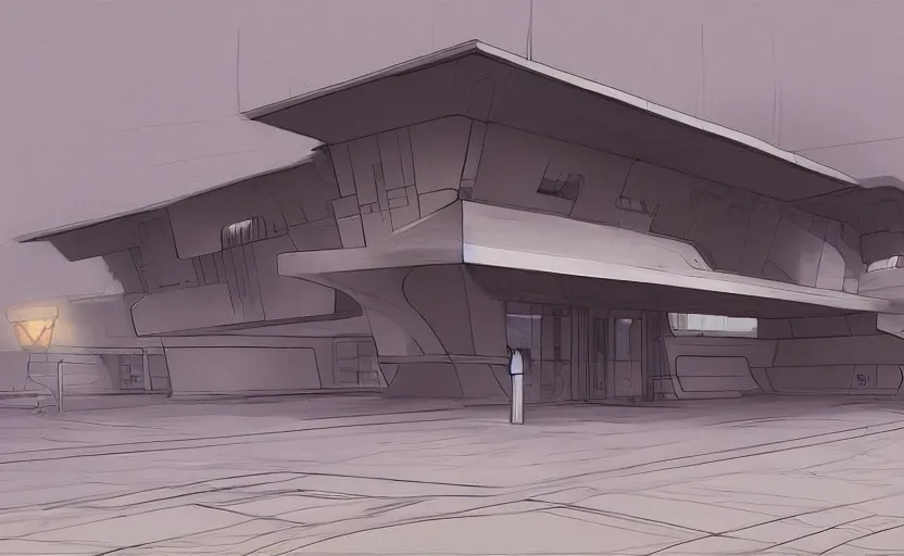 Image similar to Futuristic police station. By Frank Lloyd Wright, concept art, digital painting, highly detailded