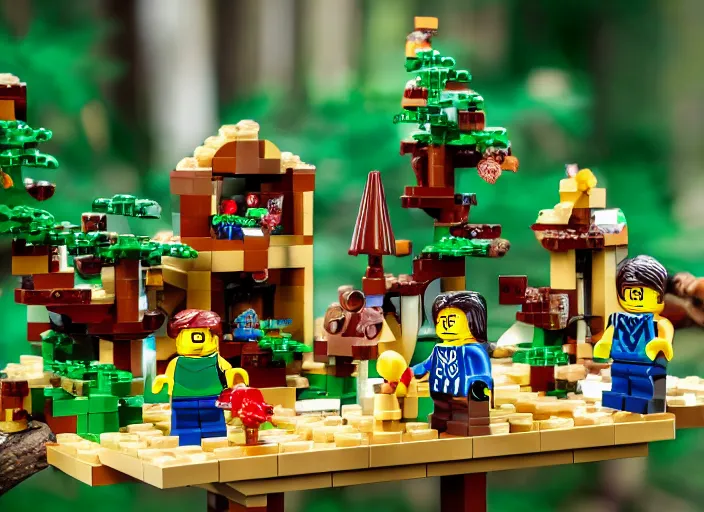 Image similar to product photo still of treetop elf village, lego playset, 8 k, 1 2 0 mm macro, f 1. 8, studio lighting, key light