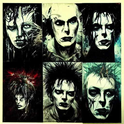 Image similar to stunning portrait of gaunt ( sid vicious ) a ( the cure fan ) as dream from sandman, dim stars as eyes, by jeremy mann, by cedric peyravernay, by by russ mills, by richard avedon and ben templesmith, dramatic lightning, sadness, dark eye sockets, in the shadows, punk rock, gothic, high detailed, 8 k