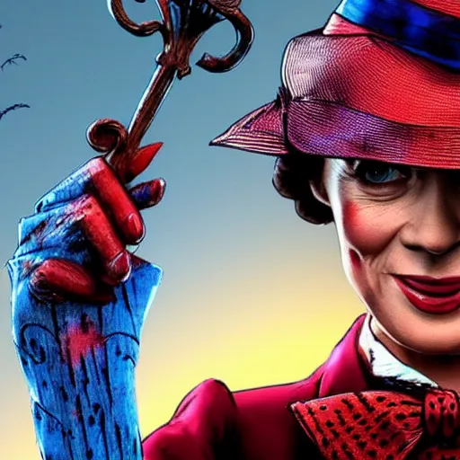 Prompt: Mary Poppins in Dead By Daylight, gameplay, pc, creepy,