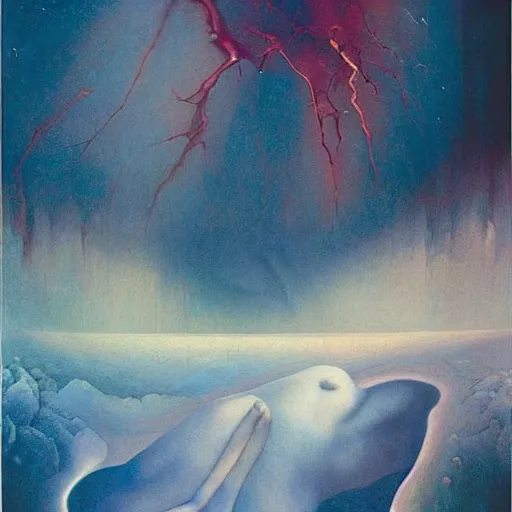 Prompt: a river of bodies and nebula and jewels, by Georgia O keeffe, by Beksinski