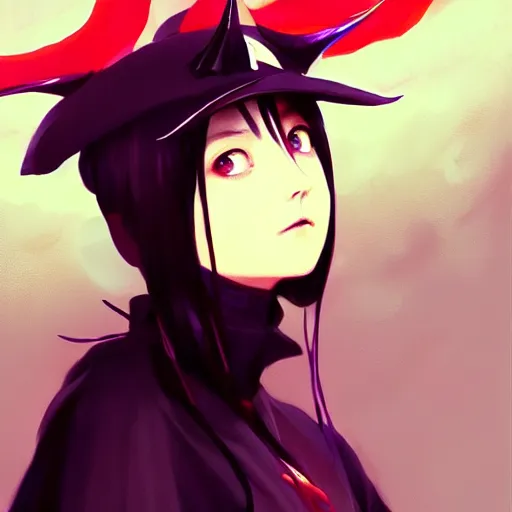 Image similar to a beautiful young japanese jodie foster as a horned satanic witch, by guweiz and wlop and ilya kuvshinov and artgerm, aesthetic, gorgeous, stunning, alluring, attractive, artstation, gapmoe yandere grimdark, painted by greg rutkowski makoto shinkai takashi takeuchi studio ghibli, akihiko yoshida