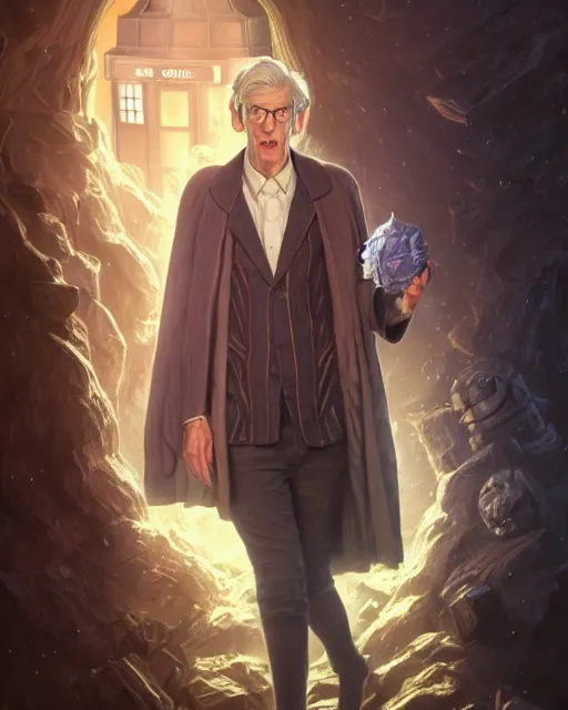 Image similar to doctor who portrait, highly detailed, d & d, fantasy, highly detailed, digital painting, trending on artstation, concept art, sharp focus, illustration, global illumination, ray tracing, realistic shaded, art by artgerm and greg rutkowski and fuji choko and viktoria gavrilenko and hoang lap