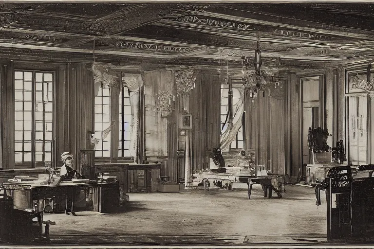 Image similar to office in 19th century opera, architecture photography