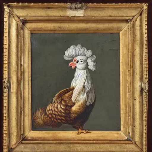 Prompt: a 1 7 0 0 s portrait of a chicken dressed as a 1 7 0 0 s officer