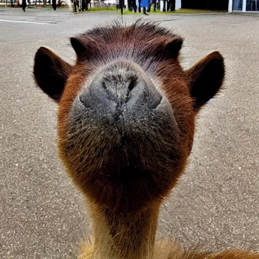 Image similar to capybara head, a man wearing a suit capybara head