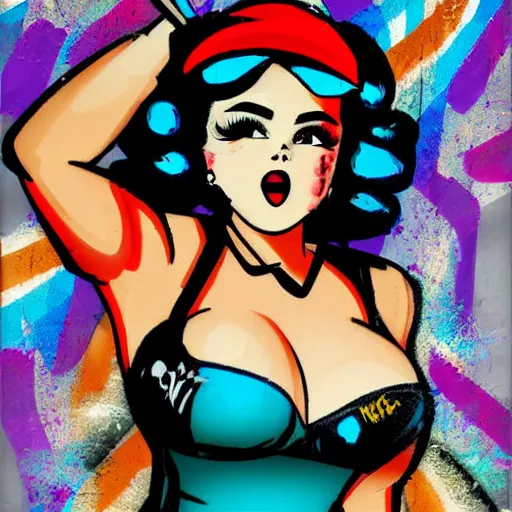 Prompt: graffiti pinup girl