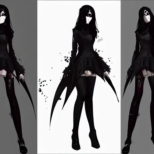 Image similar to female goth human vampire witch in the style of greg rutkowski, makoto shinkai, trending on artstation, character design, concept art, pretty face, forward facing, highly detailed, digital art