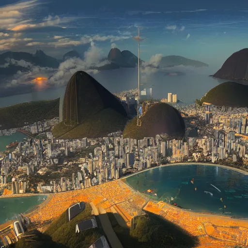 Prompt: a landscape of Rio de Janeiro in the future 2050, future, trending on artstation, digital art