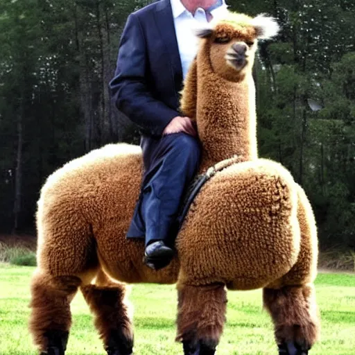 Prompt: vladimir putin riding a cute alpaca, epic shot