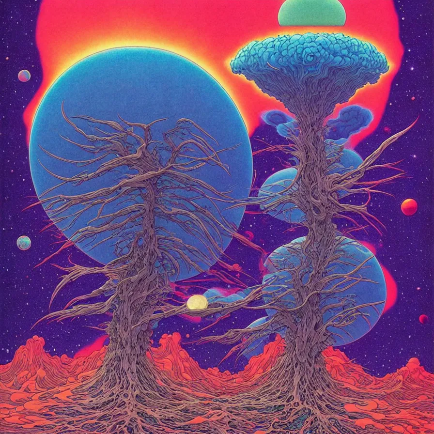 Prompt: ( ( ( ( beautiful gas cloud, strange planet, unique forest ) ) ) ) by mœbius!!!!!!!!!!!!!!!!!!!!!!!!!!!, overdetailed art, colorful, artistic record jacket design